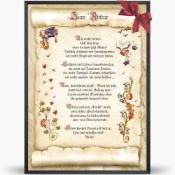 Geschenk Karte Urkunde Abitur, Zeichnung mit humorvollem Gedicht, A4 Bild-Präsent