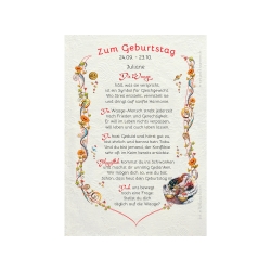 Geschenk Karte Urkunde Sternzeichen Waage, Zeichnung mit humorvollem Gedicht, A4 Bild-Präsent, persönlich durch Wunschtext