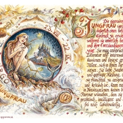 Geschenk Karte Sternzeichen Jungfrau, Zeichnung mit Spruchtext, A4 Bild-Präsent