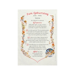 Geschenk Karte Urkunde Sternzeichen Wassermann, Zeichnung mit humorvollem Gedicht, A4 Bild-Präsent, persönlich durch Wunschtext