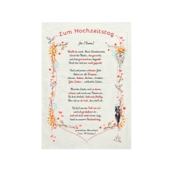 Geschenk Urkunde Hochzeitstag, Zeichnung mit humorvollem Gedicht, Bild-Präsent für das Paar, persönlich durch Wunschtext
