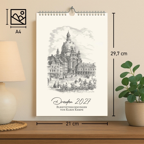 Kunst - Kalender Dresden 2027 mit Bleistift-Zeichnungen