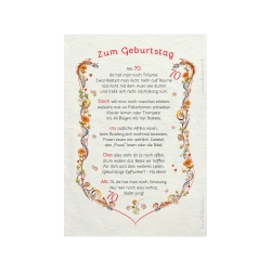 Geschenk Karte Urkunde 70. Geburtstag, Zeichnung mit humorvollem Gedicht, A4 Bild-Präsent