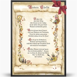 Geschenk Karte Urkunde Chefin, Zeichnung mit humorvollem Gedicht, A4 Bild-Präsent