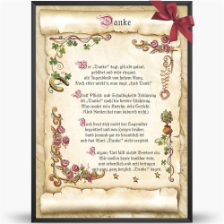 Geschenk Karte Urkunde Danke, Zeichnung mit humorvollem Gedicht, A4 Bild-Präsent