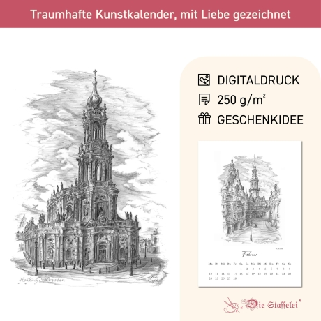 Kunst - Kalender Dresden 2027 mit Bleistift-Zeichnungen