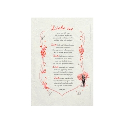 Geschenk Urkunde Liebe ist, Zeichnung mit humorvollem Gedicht, Bild-Präsent für den Partner, persönlich durch Wunschtext