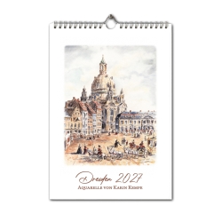 Kunst - Kalender Dresden 2027 mit Aquarell-Zeichnungen