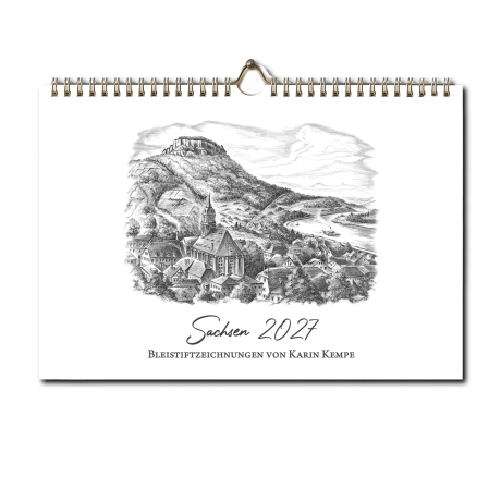 Kunst - Kalender Sachsen 2027 mit Bleistift-Zeichnungen
