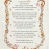 Geschenk Karte Urkunde 40. Geburtstag, Zeichnung mit humorvollem Gedicht, A4 Bild-Präsent