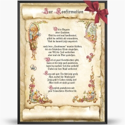 Geschenk Karte Urkunde Konfirmation, Zeichnung mit humorvollem Gedicht, A4 Bild-Präsent