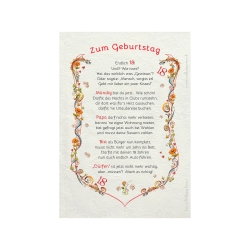 Geschenk Karte Urkunde 18. Geburtstag, Zeichnung mit humorvollem Gedicht, A4 Bild-Präsent