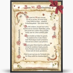 Geschenk Karte Urkunde 80. Geburtstag, Zeichnung mit humorvollem Gedicht, A4 Bild-Präsent