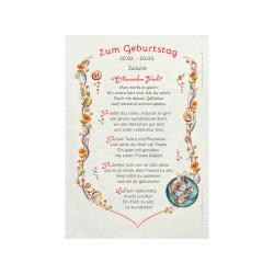 Geschenk Karte Urkunde Sternzeichen Fische, Zeichnung mit humorvollem Gedicht, A4 Bild-Präsent für Fische, persönlich durch Wunschtext