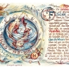 Geschenk Karte Sternzeichen Fische, Zeichnung mit Spruchtext, A4 Bild-Präsent