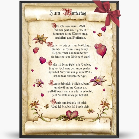 Geschenk Karte Urkunde Muttertag, Zeichnung mit humorvollem Gedicht, A4 Bild-Präsent