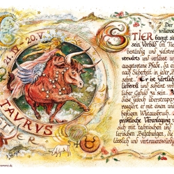 Geschenk Karte Sternzeichen Stier, Zeichnung mit Spruchtext, A4 Bild-Präsent
