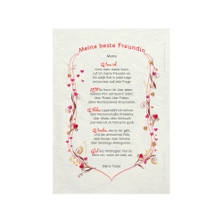 Geschenk Urkunde Meine beste Freundin, Zeichnung mit humorvollem Gedicht, Bild-Präsent für die beste Freundin, persönlich durch Wunschtext