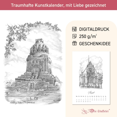 Kunst - Kalender Leipzig 2027 mit Bleistift-Zeichnungen