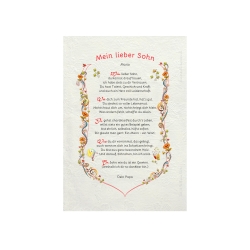 Geschenk Urkunde Mein lieber Sohn, Zeichnung mit humorvollem Gedicht, Bild-Präsent für den Sohn, persönlich durch Wunschtext