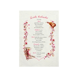 Geschenk Urkunde Liebe bedeutet, Zeichnung mit humorvollem Gedicht, Bild-Präsent für den Partner, persönlich durch Wunschtext