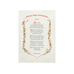 Geschenk Urkunde Meine liebe Schwester, Zeichnung mit humorvollem Gedicht, Bild-Präsent für die Schwester, persönlich durch Wunschtext