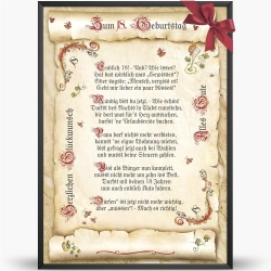 Geschenk Karte Urkunde 18. Geburtstag, Zeichnung mit humorvollem Gedicht, A4 Bild-Präsent