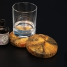 3 Whisky-Gläser mit Holz-Untersetzer / Handarbeit / Kunsthandwerk