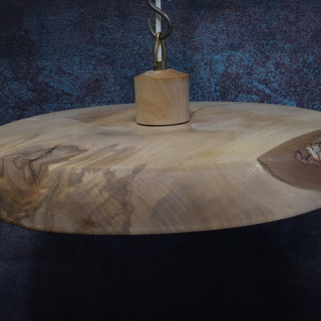Moderne, helle, große Holzlampe aus Birke / hellem LED Licht