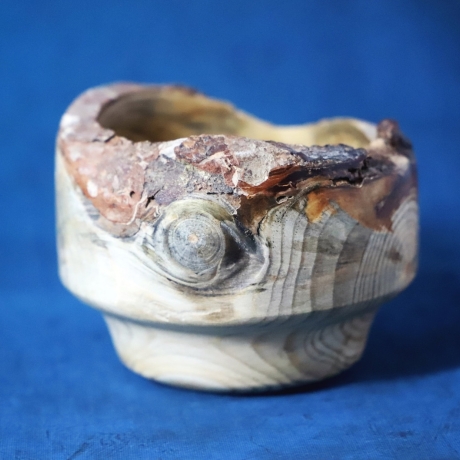 Glänzende Holzschale mit rustikalem Rinden-Rand