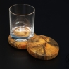 3 Whisky-Gläser mit Holz-Untersetzer / Handarbeit / Kunsthandwerk