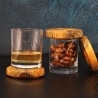 3 Whisky-Gläser mit Holz-Untersetzer / Handarbeit / Kunsthandwerk