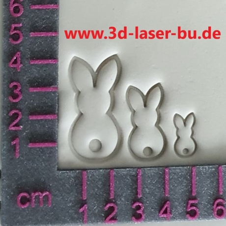 Ton - Keramik Stempel Hasen von hinten Outline 3er Set