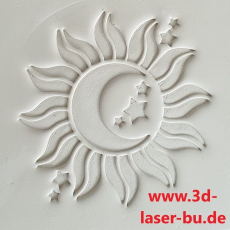 Ton - Keramik Stempel Sonne Mond und Sterne Stempelplatte