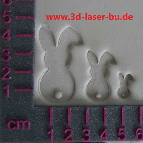 Ton - Keramik Stempel Hase mit Knickohr von hinten 3er Set