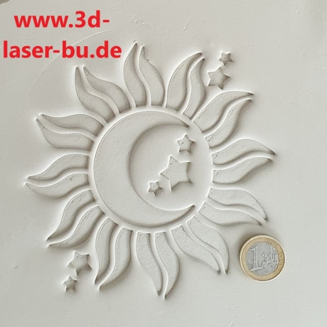 Ton - Keramik Stempel Sonne Mond und Sterne Stempelplatte