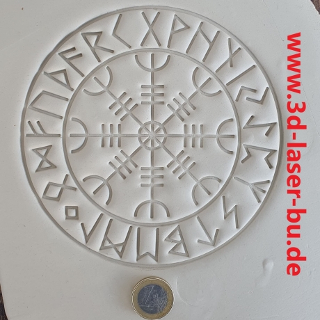 Ton - Keramik Stempelplatte Helm of Awe  Oegishjalmr m Runenkranz