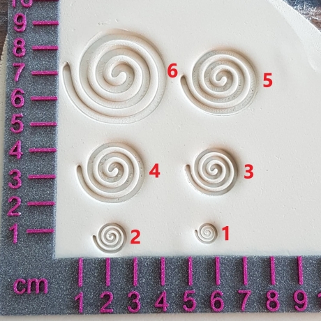 Ton - Keramik Stempel  Set Spirale rechts 6er Set