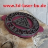 Ton - Keramik Stempelplatte Valknut / Wotansknoten mit Runenkranz