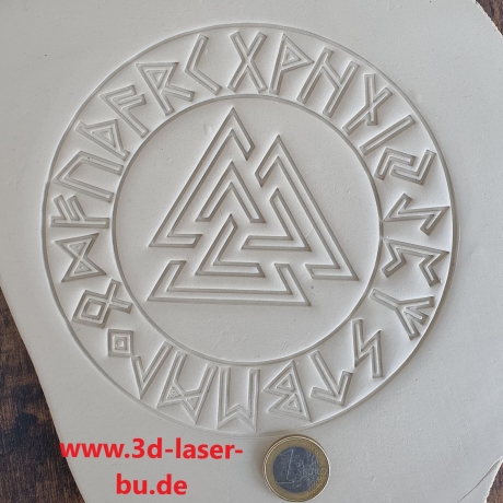 Ton - Keramik Stempel Valknut m. Runenkranz Outline Stempelplatte