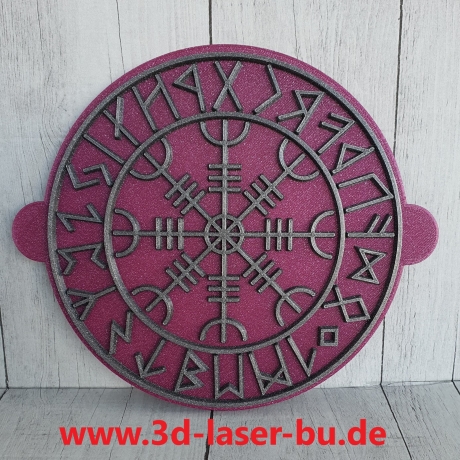 Ton - Keramik Stempelplatte Helm of Awe  Oegishjalmr m Runenkranz