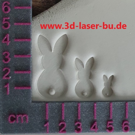 Ton - Keramik Stempel Hasen von hinten 3er Set