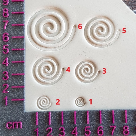 Ton - Keramik Stempel  Set Spirale links 6er Set