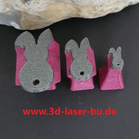 Ton - Keramik Stempel Hase mit Knickohr von hinten 3er Set