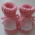 Babyschuhe Taufschuhe rosa weiß gestrickt Satinblüte