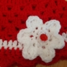 Babymütze Häkelmütze Taufmütze rot Blüte weiß Handarbeit