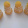  Eierwärmer Eiermützen gestrickt  gelb weiß 2, 4 0der 6 Stück