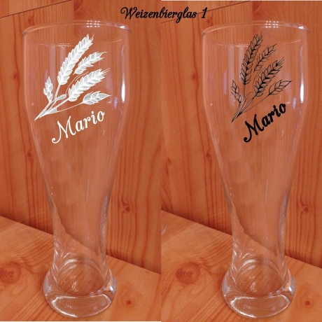 Weizenbierglas mit Wunschgravur, Personalisierte Geschenke,Bar