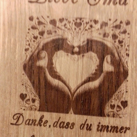 Holzgravur,Wandbild Herzliches Geschenk,Dekobild personalisiert