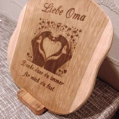 Holzgravur,Wandbild Herzliches Geschenk,Dekobild personalisiert
